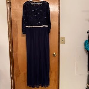 LONG LACE BODICE DRESS WITH LONG SLEEVES BY CELAVIE 6305L